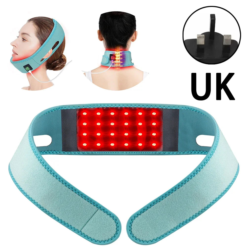 72 LEDs Red Light Therapy Neck Wrap, 660nm 850nm Infrared Chin Lifting Belt for Skin Firming & Neck Pain Relief