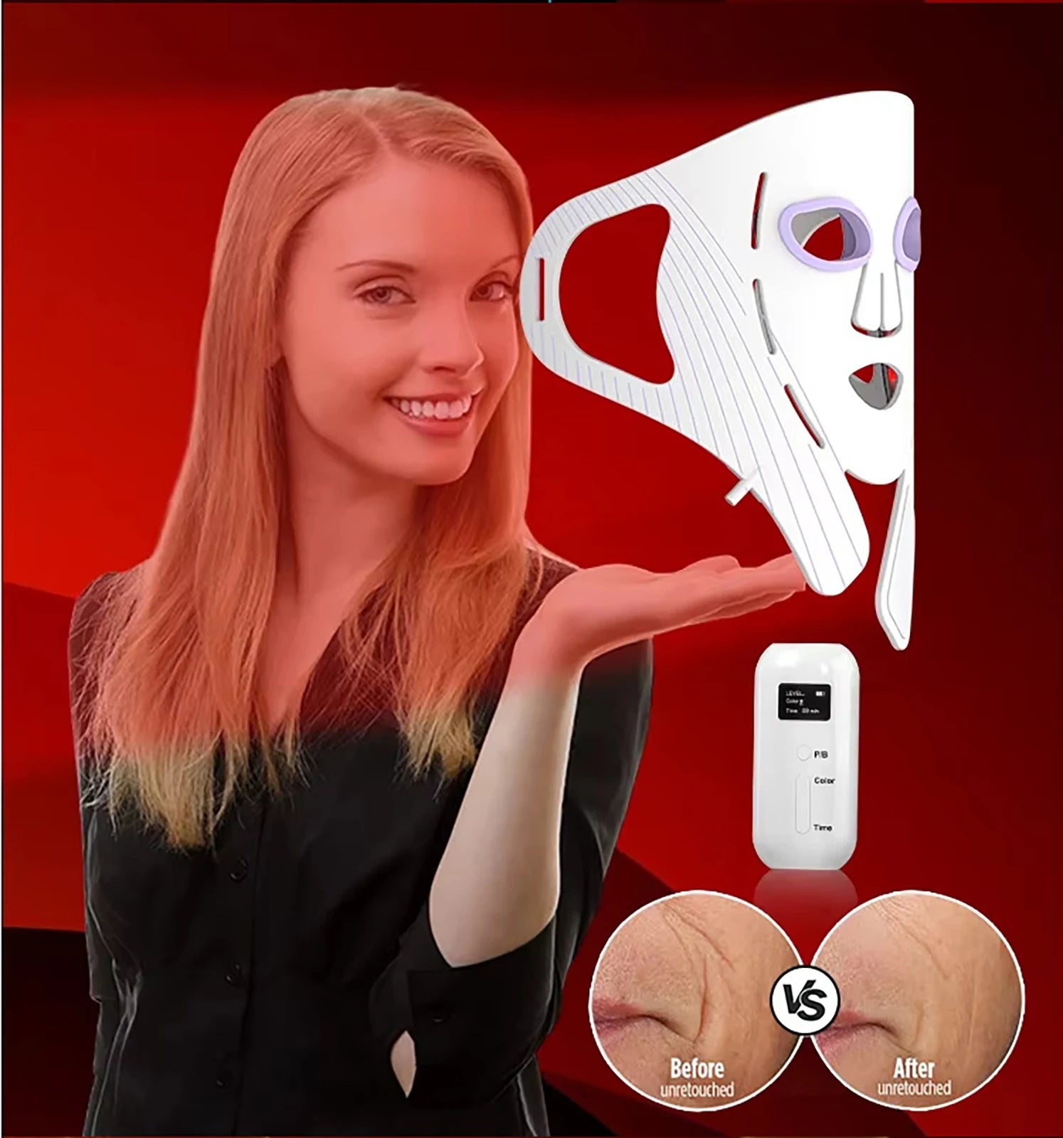 Rechargeable Red Light Therapy Face Mask - 4 Modes, 108 LEDs - Near Infrared Facial Skincare Device for All Skin Types