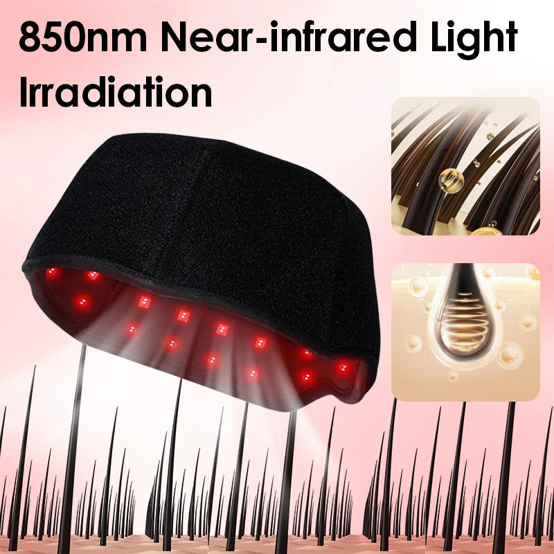 Red Light Therapy Hair Growth Cap, 660nm 850nm Infrared LED Hat with 10Hz 40Hz Pulse Modes for Hair Loss Treatment