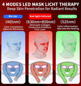 Rechargeable Red Light Therapy Face Mask - 4 Modes, 108 LEDs - Near Infrared Facial Skincare Device for All Skin Types