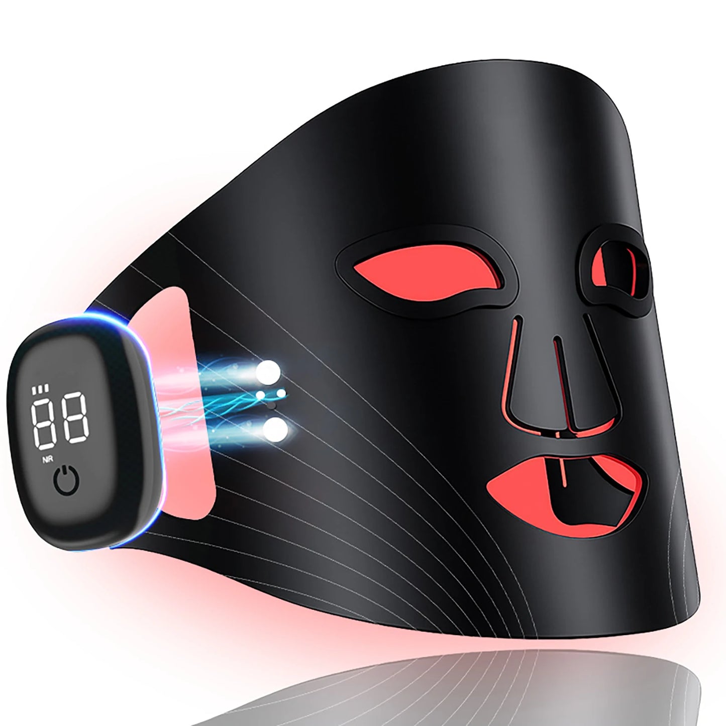Wireless LED Red Light Therapy Face Mask - Red, Infrared, Blue & Yellow Light - 72 LEDs, Rechargeable for Anti-Aging & Balanced Skin