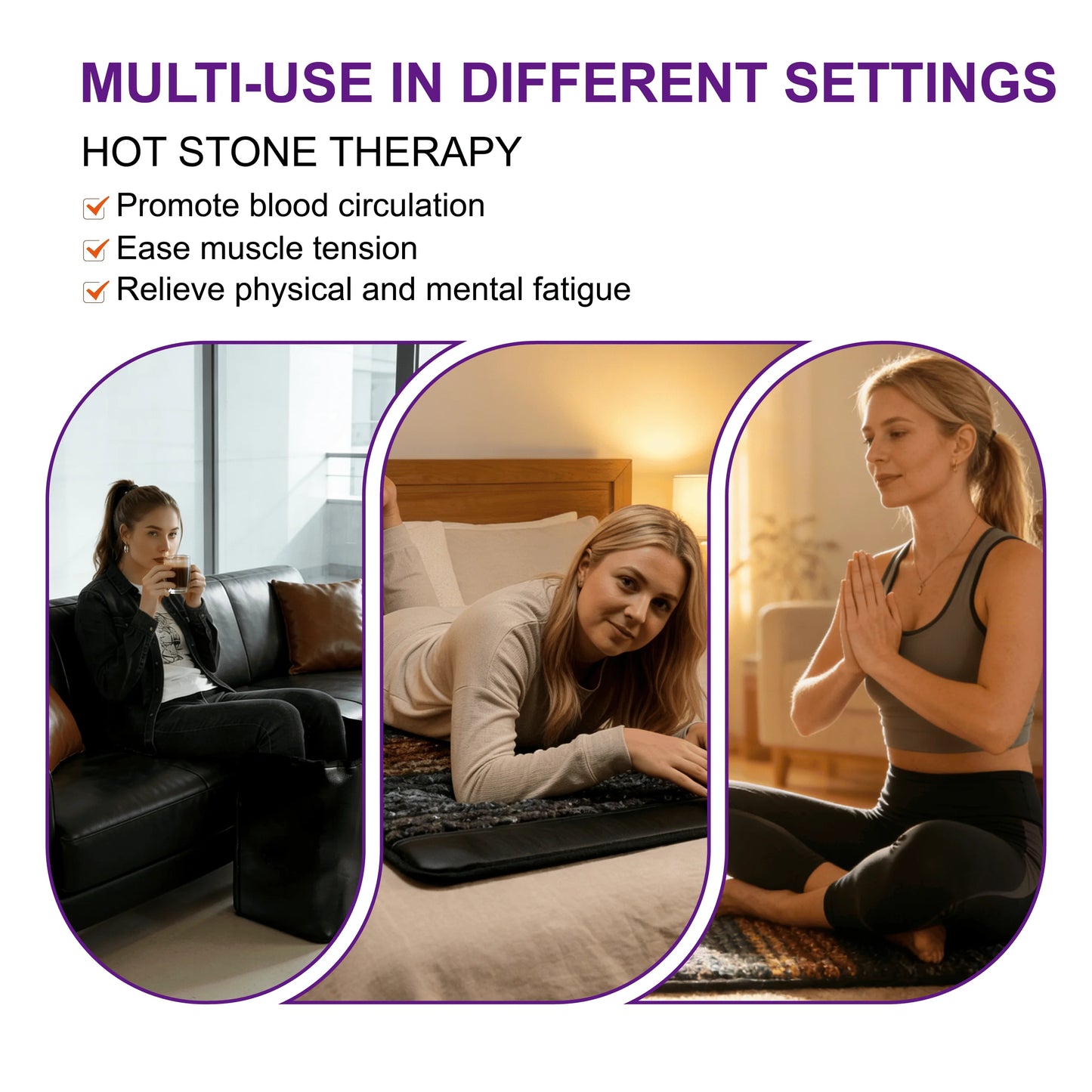 PEMF Far Infrared Heating Back Cushion 47x85cm | Amethyst Jade Tourmaline 8 Gemstones | 2 PEMF Coils | Home Back Therapy Mat