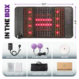 PEMF Infrared Therapy Back Cushion 47x85cm | 8 Crystal Gemstones | 36-LED Red Light 660nm/850nm | 2 PEMF Coils | Spine Pain Relief