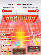 Upgraded 225 LEDs Red Light Therapy Panel, 660nm 850nm Infrared Lamp with Stand for Face & Body Pain Relief