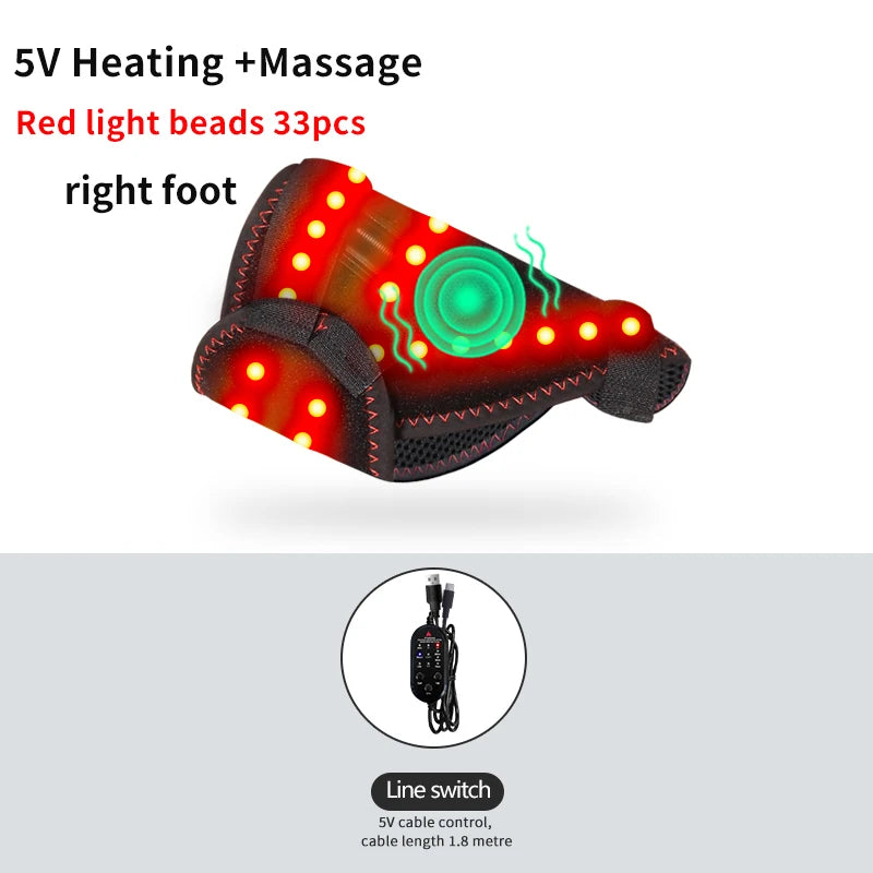 Red Light Therapy Heated Foot Pad with Vibration Massage, 3-Level Infrared Heat Wrap for Foot & Toe Joint Pain Relief