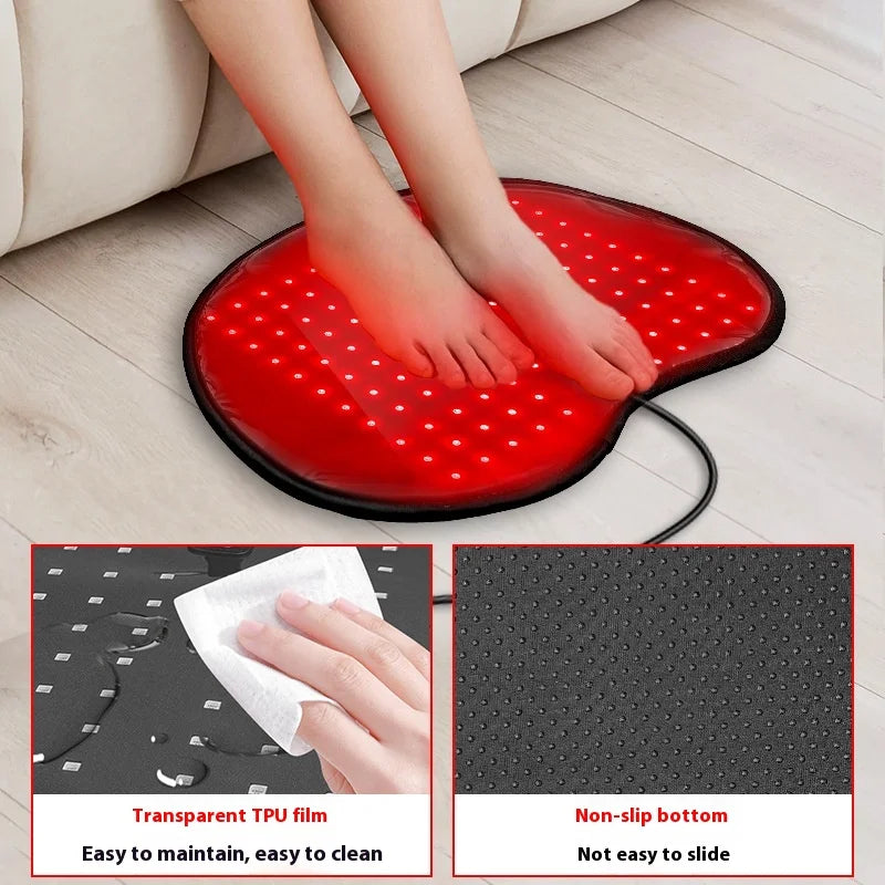 3-in-1 Red Light Therapy Pad, 128 LEDs Infrared Heat Cushion for Foot Waist & Hip Pain Relief, Cordless & Rechargeable
