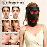 8-Color LED & Near Infrared Light Therapy Face & Neck Mask - Silicone Anti-Aging, Acne & Wrinkle Reduction Device