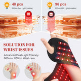 Wireless Red Light Therapy Wrist Strap, 660nm 850nm Infrared Wrap for Pain Relief, Tenosynovitis & Ankle Care (48 LEDs)