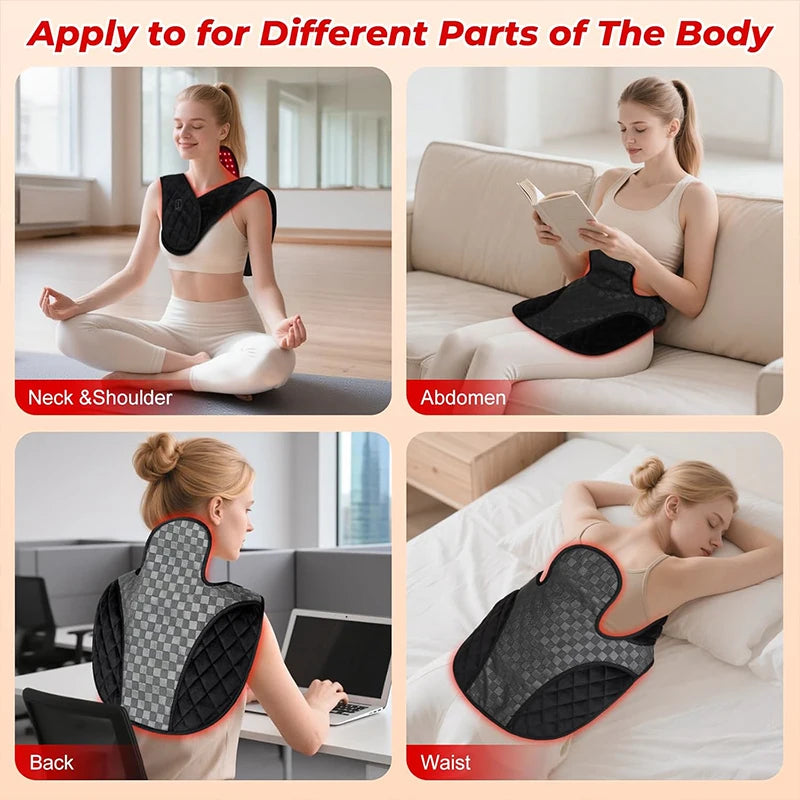 Red Light Therapy Neck & Shoulder Wrap, 660nm 850nm Infrared Shoulder Pad with 5 Heat Levels for Muscle & Joint Pain Relief