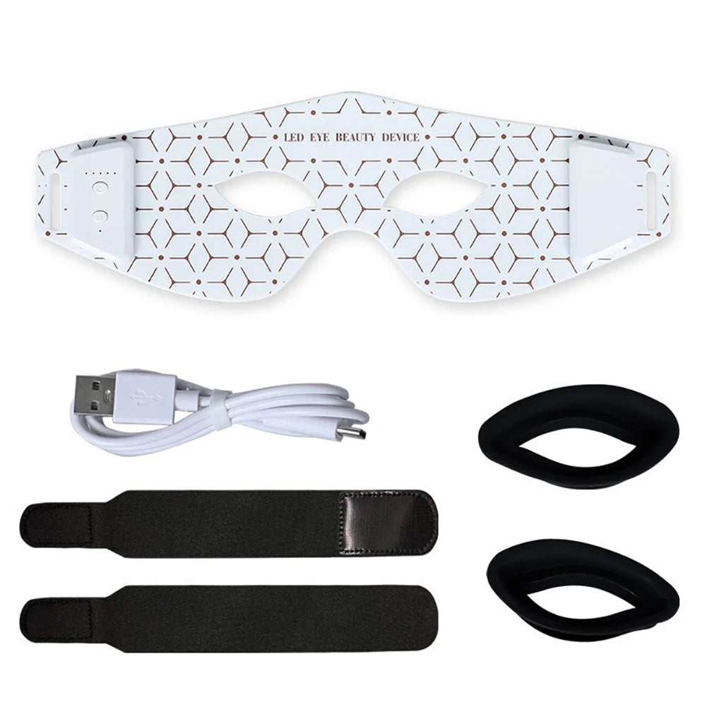 Red Light Therapy Eye Mask (630NM 850NM LED) - 5 Modes Massager for Eye Bags, Dark Circles, Puffiness & Fine Lines
