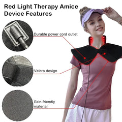 288 LEDs Red Light Therapy Neck & Shoulder Wrap, 660nm 850nm Infrared Pad for Upper Back Pain Relief & Muscle Relaxing