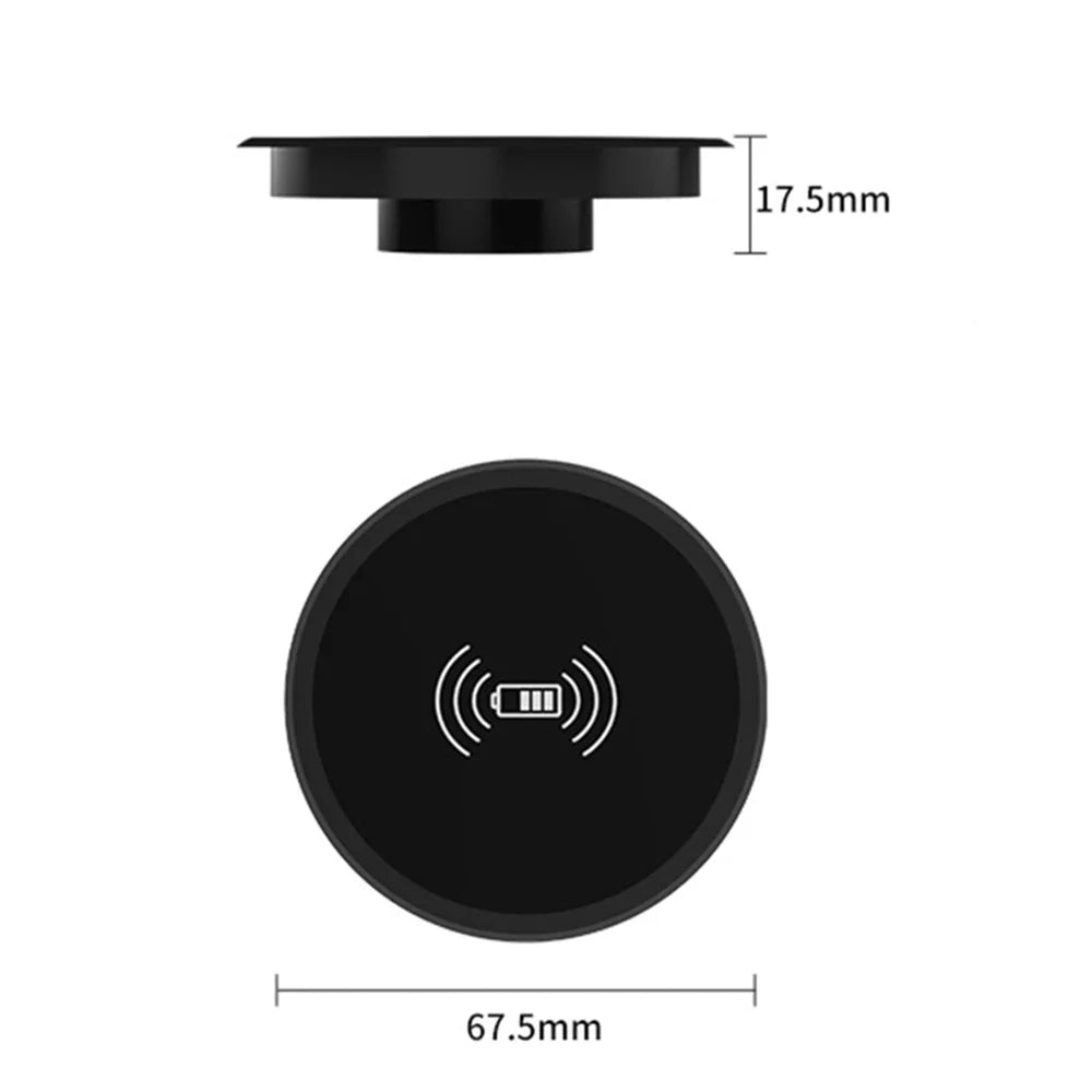 15W Built-in Desktop Wireless Charger for QI, iPhone 13/12, Galaxy S22/S20 Ultra