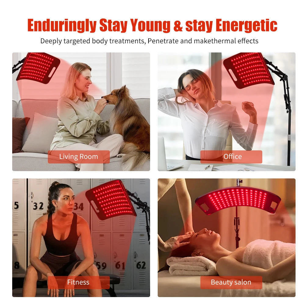 660nm 850nm Red Light Therapy Lamp for Face & Body, Infrared Panel with Stand & Timer for Skin Care & Pain Relief