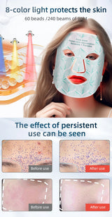 8-Color LED Light Therapy Mask for Face & Neck - Red Light Therapy for Anti-Aging & Acne Care