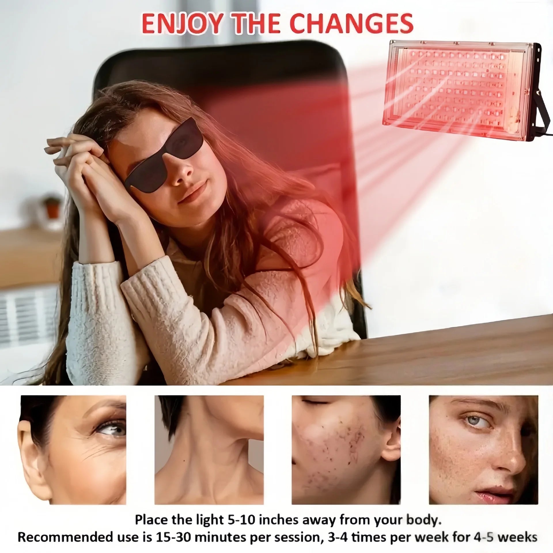 96 LEDs Red Light Therapy Lamp with Adjustable Tripod Stand, 660nm 850nm Infrared Floor Lamp for Body Pain & Skin Care
