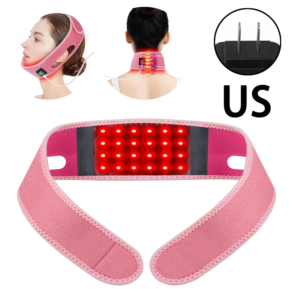 72 LEDs Red Light Therapy Neck Wrap, 660nm 850nm Infrared Chin Lifting Belt for Skin Firming & Neck Pain Relief