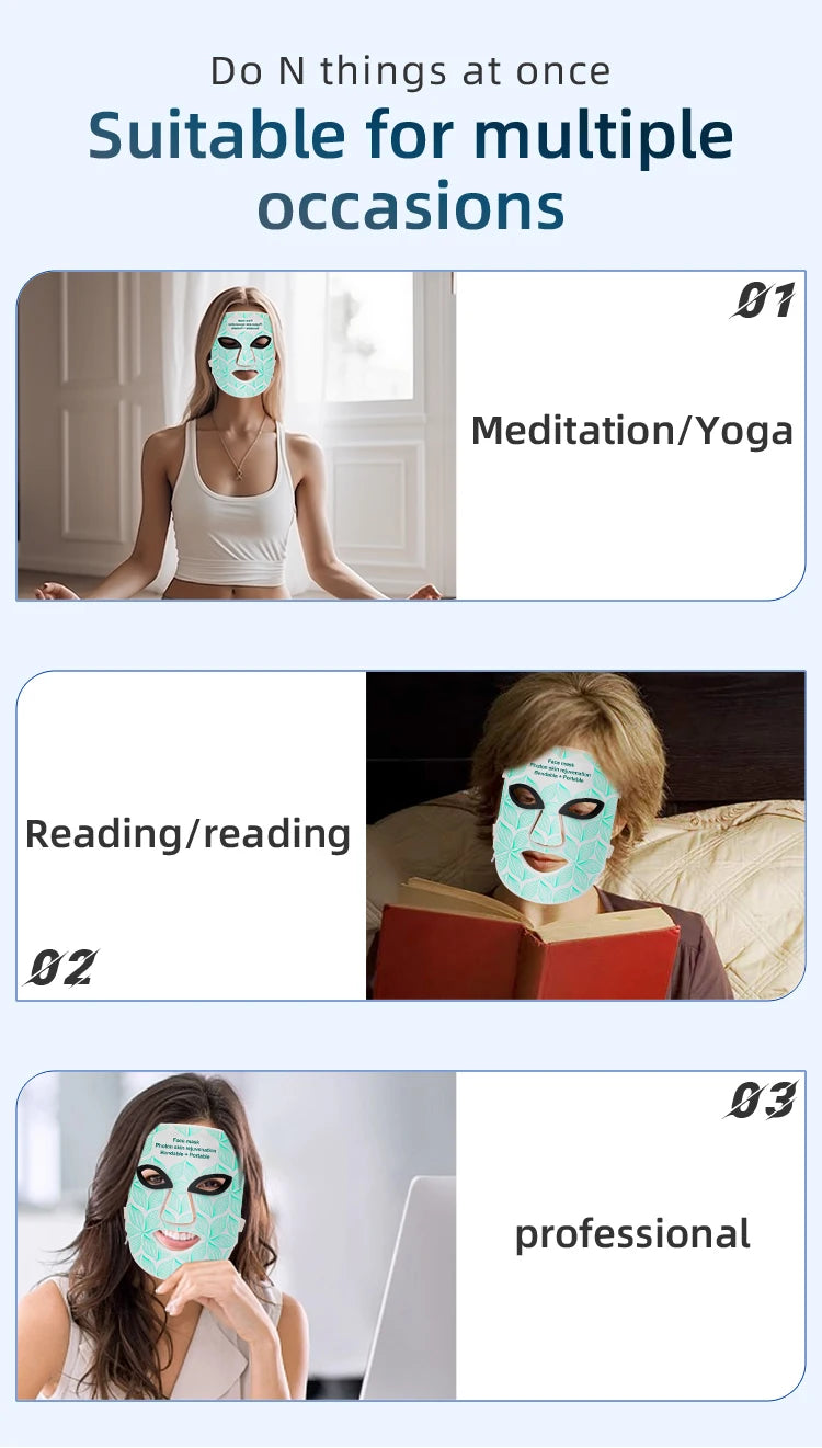 8-Color LED Light Therapy Mask for Face & Neck - Red Light Therapy for Anti-Aging & Acne Care