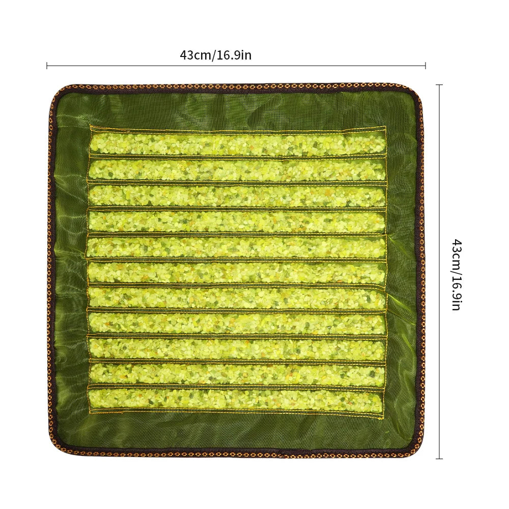 Natural Jade Cooling Seat Cushion 43x43cm | Office Chair & Car Seat Pad | Zero-Electricity Summer Cool Mat | Stone Needle Mineral Therapy