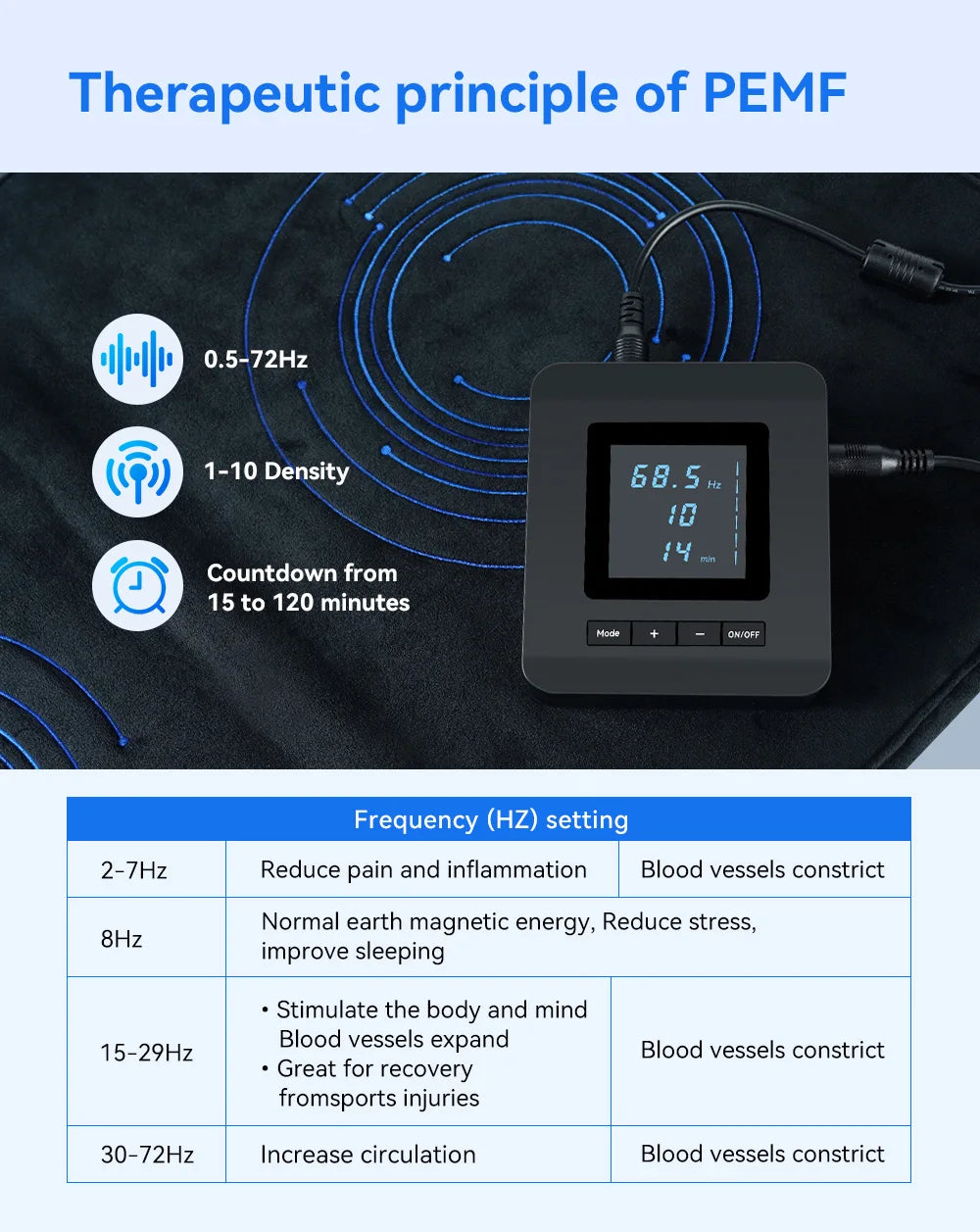 PEMF Magnetic Therapy Mat | Full Body Pain Relief & Sleep Improvement | Adjustable Frequency