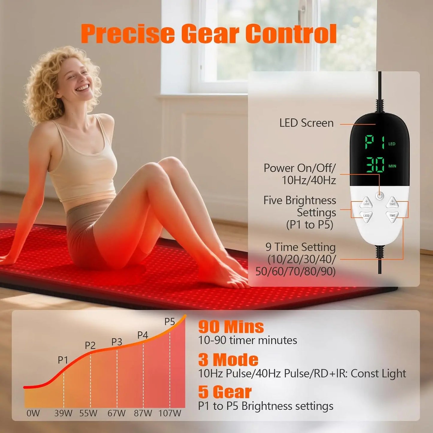 1370 LEDs Full Body Red Light Therapy Mat, 73"x33" XXL Infrared Blanket with 10Hz/40Hz Pulse for Pain Relief & Recovery