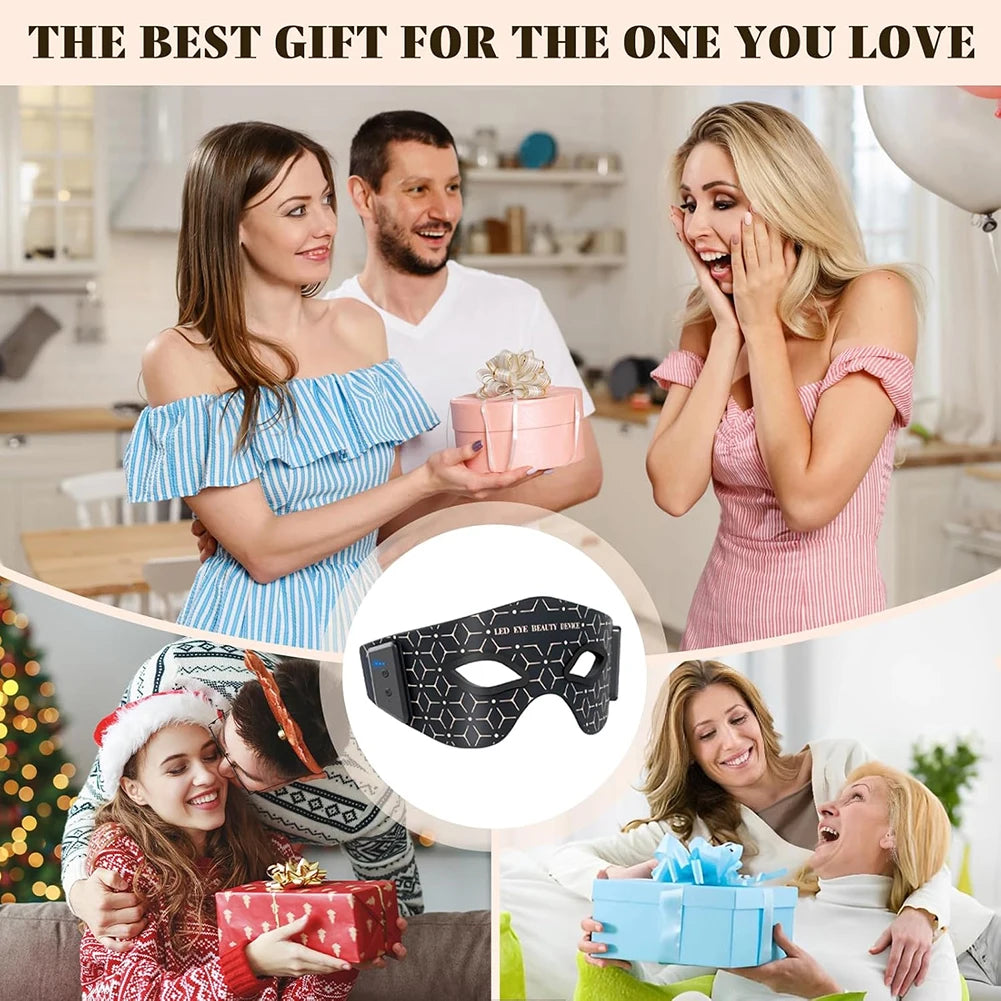 Red Light Therapy Eye Mask (630NM 850NM LED) - 5 Modes Massager for Eye Bags, Dark Circles, Puffiness & Fine Lines