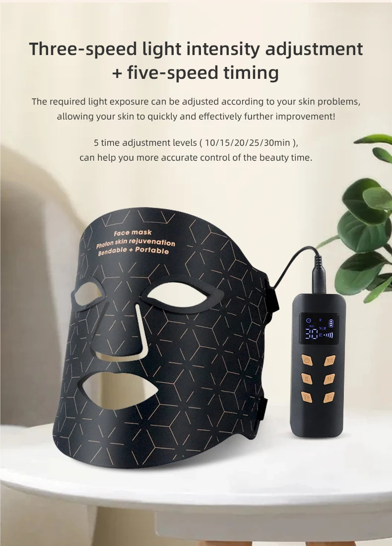 Wireless Red & Near Infrared LED Light Therapy Face Mask - 4-Color, 240 LEDs - Anti-Aging & Acne Treatment for Home Use
