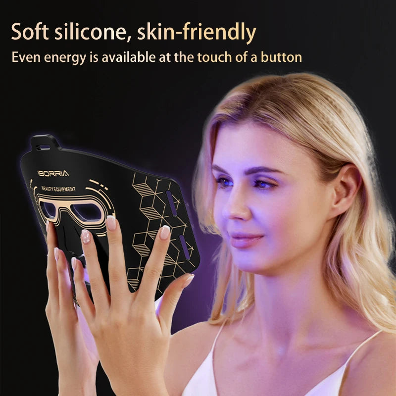 3 Colors LED Light Therapy Face Mask, 288 Beams 850nm Near-Infrared Photon Mask for Anti-Aging & Skin Rejuvenation