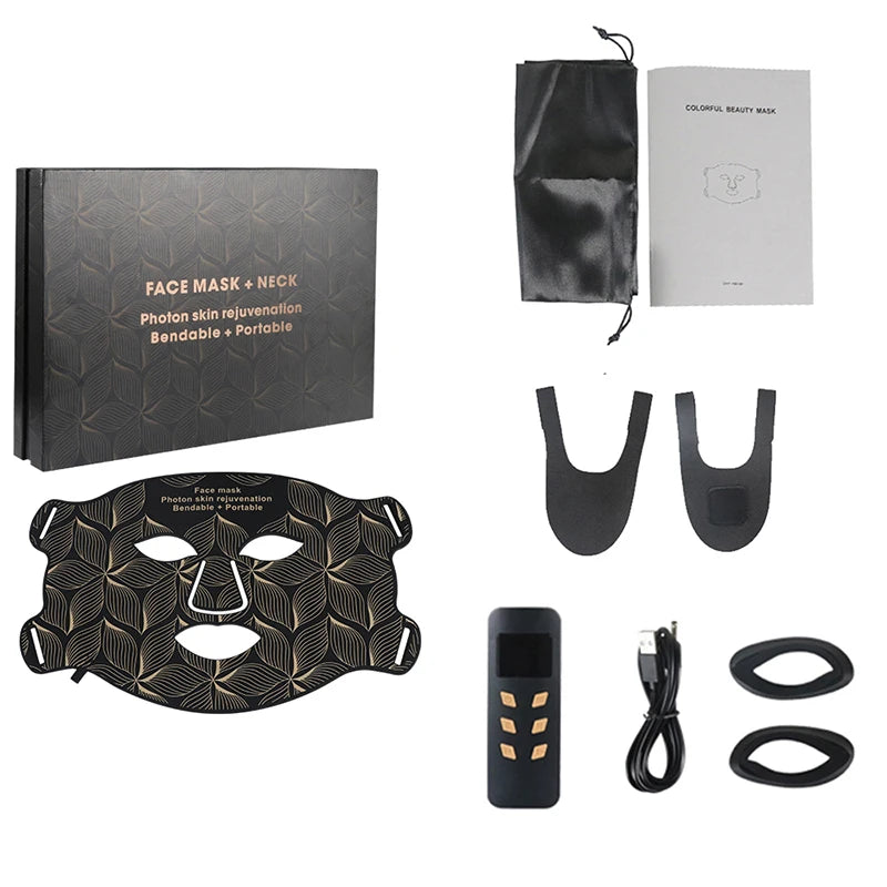 8-Color LED Light Therapy Mask for Face & Neck - Red Light Therapy for Anti-Aging & Acne Care