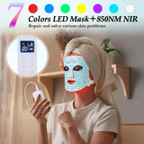 Rechargeable 8-Color LED & Near Infrared Light Therapy Face Mask - Food-Grade Silicone for Anti-Aging, Acne & Skin Rejuvenation