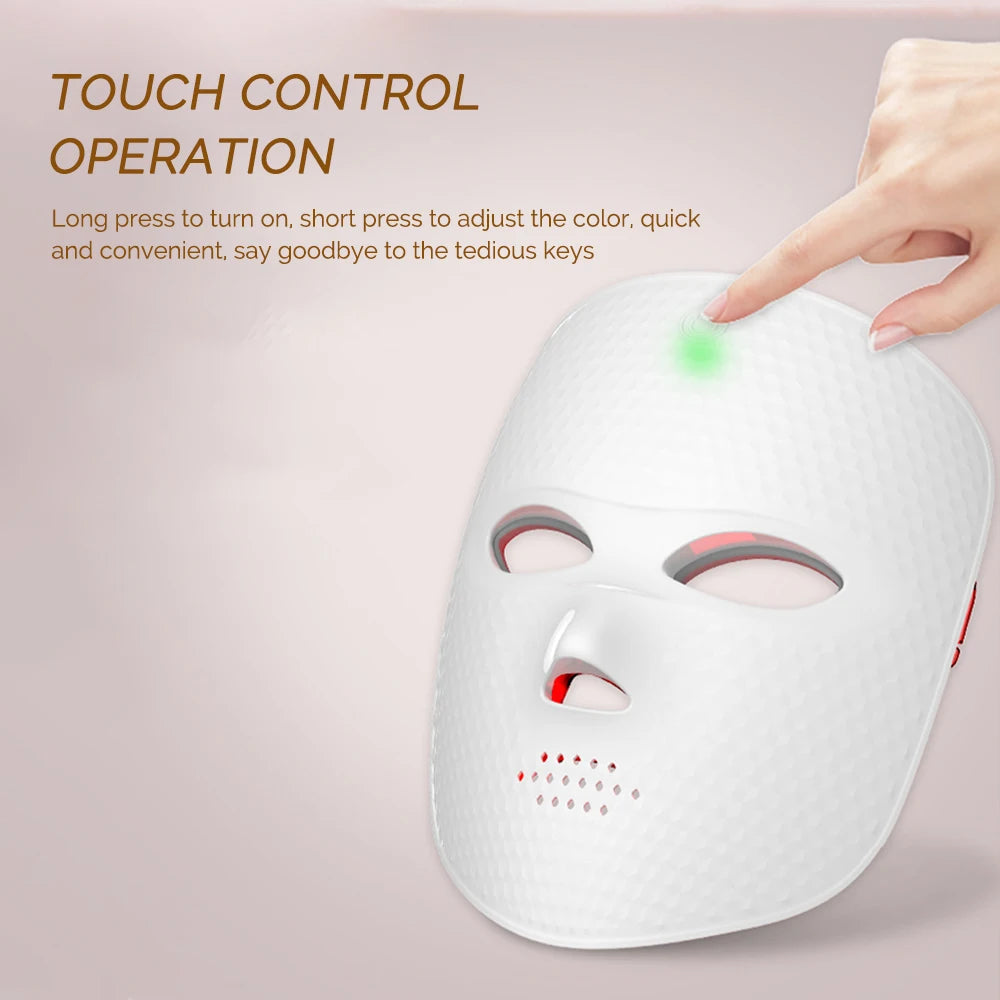 7 Colors LED Light Therapy Face Mask - Photon Rejuvenation & Skin Brightening Facial Care Tool - Home Use Beauty Device