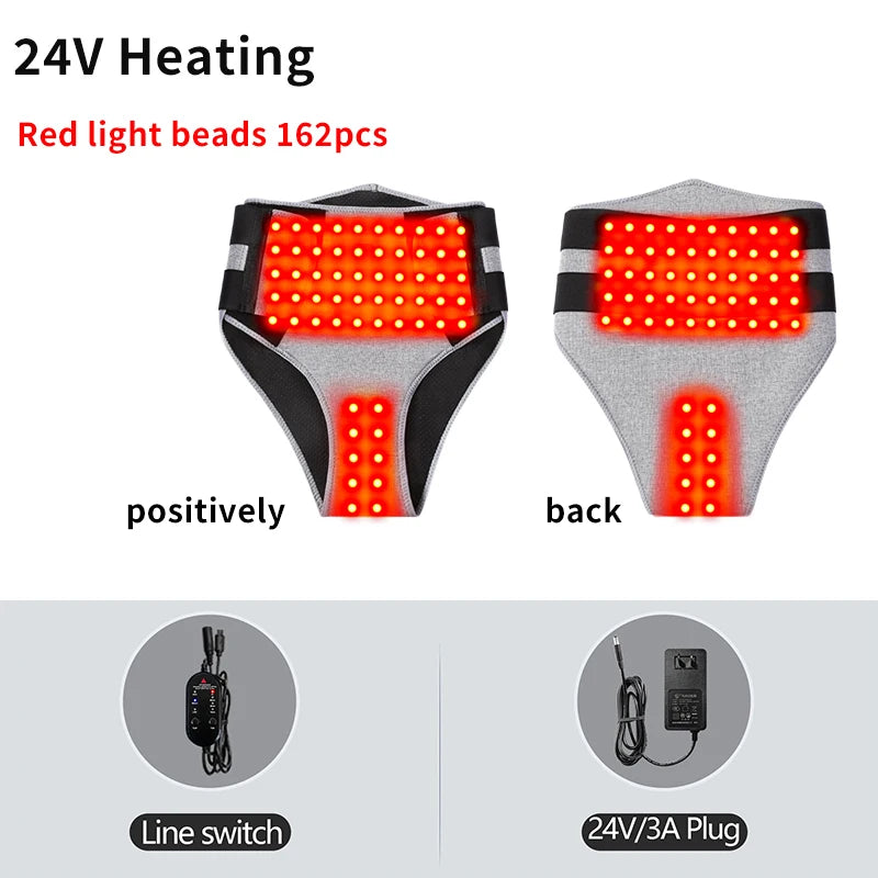 Red Light Therapy Wrap with Vibration Massage, 3-Level Heated Abdominal Pad for Menstrual Cramps, Hip & Waist Pain Relief