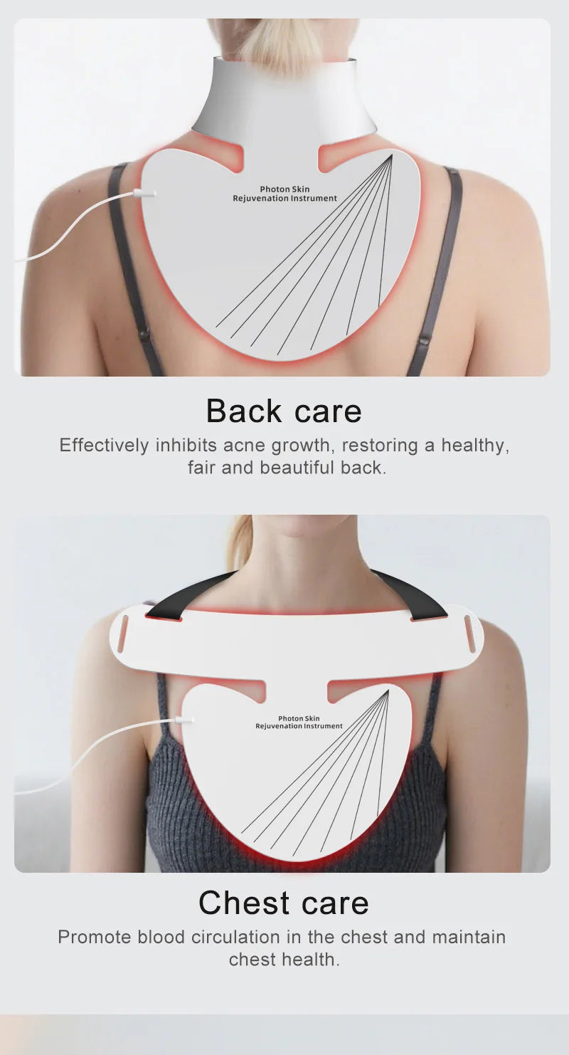 8-Color LED Face & Neck Light Therapy Mask - Professional Red Light & NIR Therapy for Anti-Aging