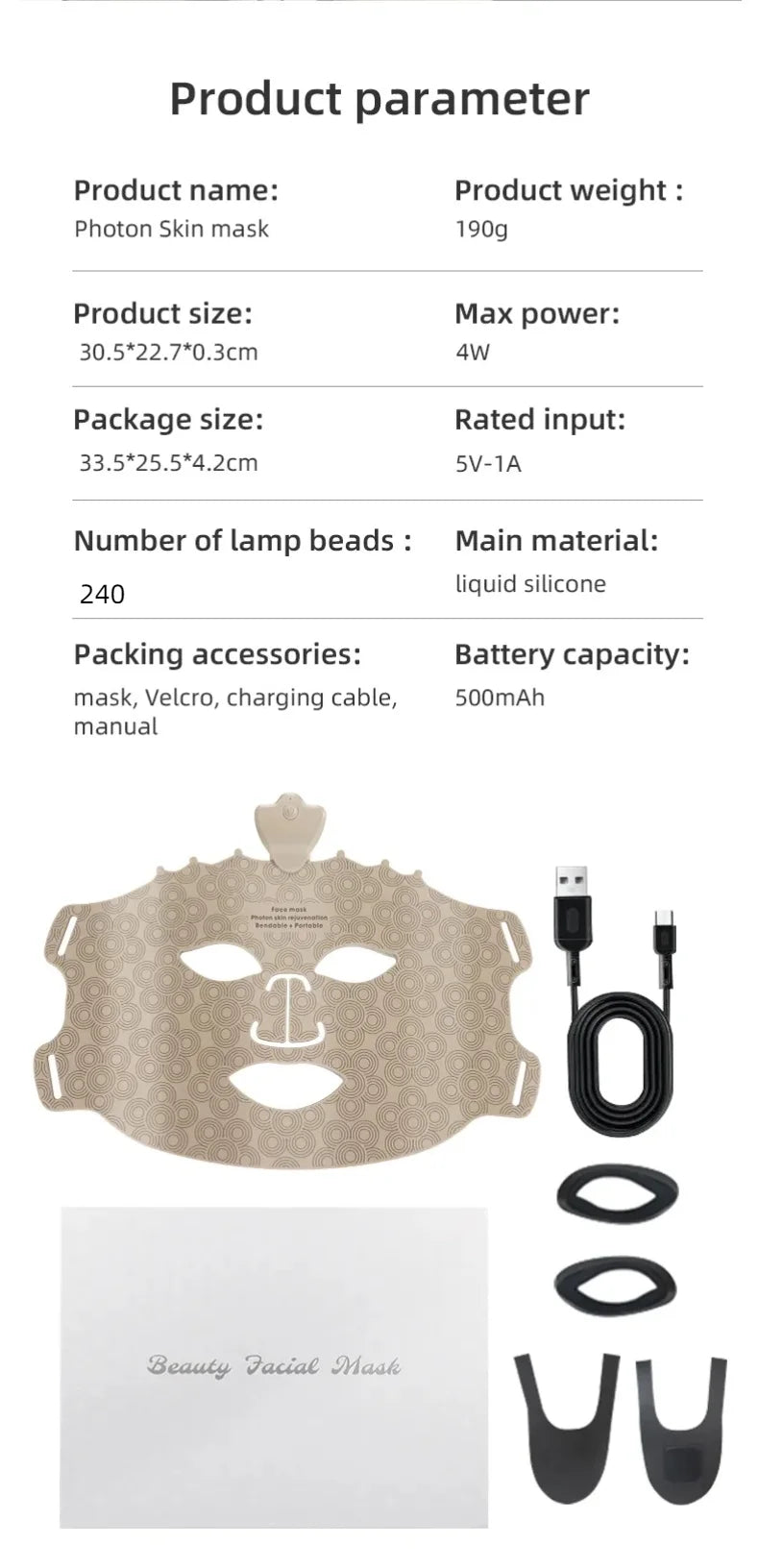 4 Colors Silicone LED Face Mask LED Red Light Photon Infrared Therapy Flexible Facial Mask Repair Skin Brighten Skin Tone