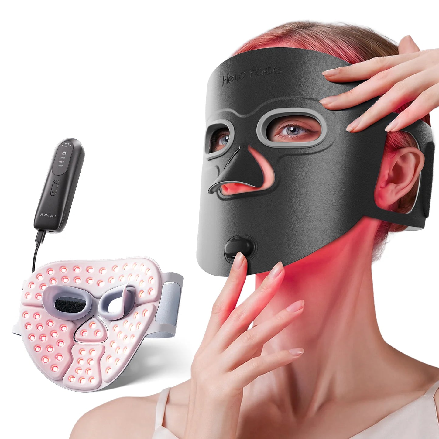 Wireless Red Light Therapy Mask - 850nm Near-Infrared & 4-Color LED Face Mask - 3000mAh Rechargeable 3D Beauty Device