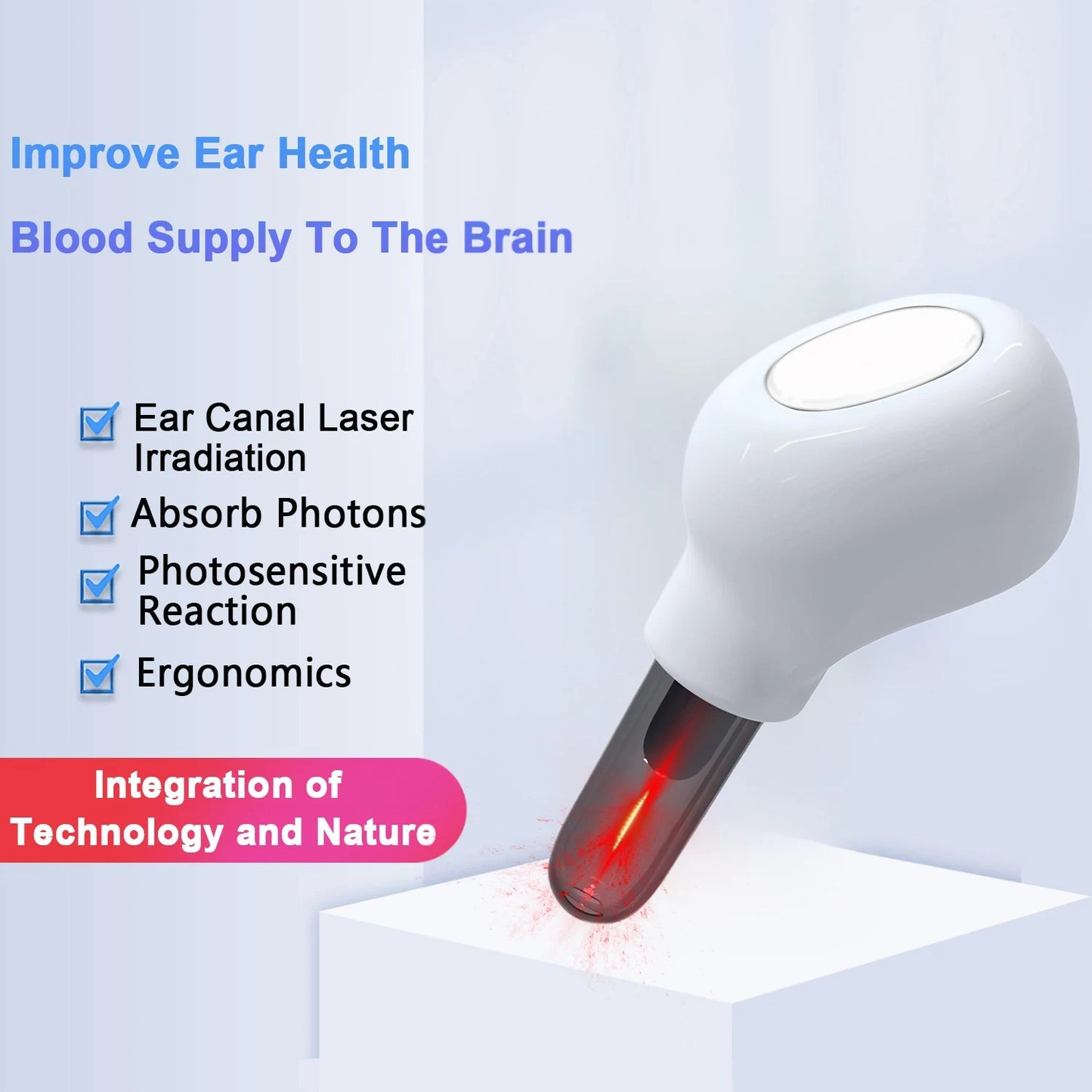 650nm Red Light Laser Ear Therapy Device, Infrared Ear Canal Irradiation for Tinnitus Relief & Otitis Media Treatment