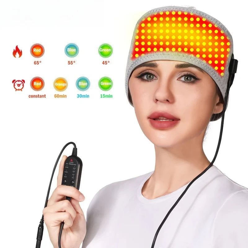 Red Light Therapy Heating Headband for Migraine Relief, 3-Level Heated Head Wrap for Stress, Tension & Rheumatic Pain