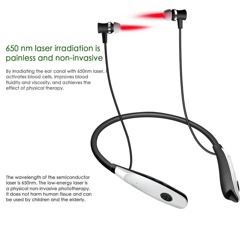 Portable 650nm Laser Ear & Nasal Irradiator, Neck-Hanging Rechargeable Therapy Device for Tinnitus & Ear Care Relief