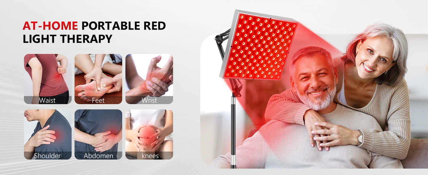 Upgraded 225 LEDs Red Light Therapy Panel, 660nm 850nm Infrared Lamp with Stand for Face & Body Pain Relief
