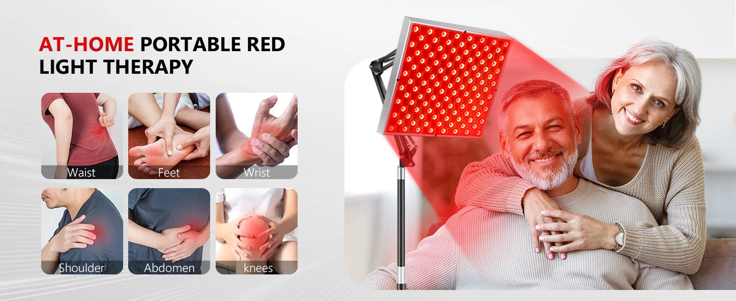 Upgraded 225 LEDs Red Light Therapy Panel, 660nm 850nm Infrared Lamp with Stand for Face & Body Pain Relief