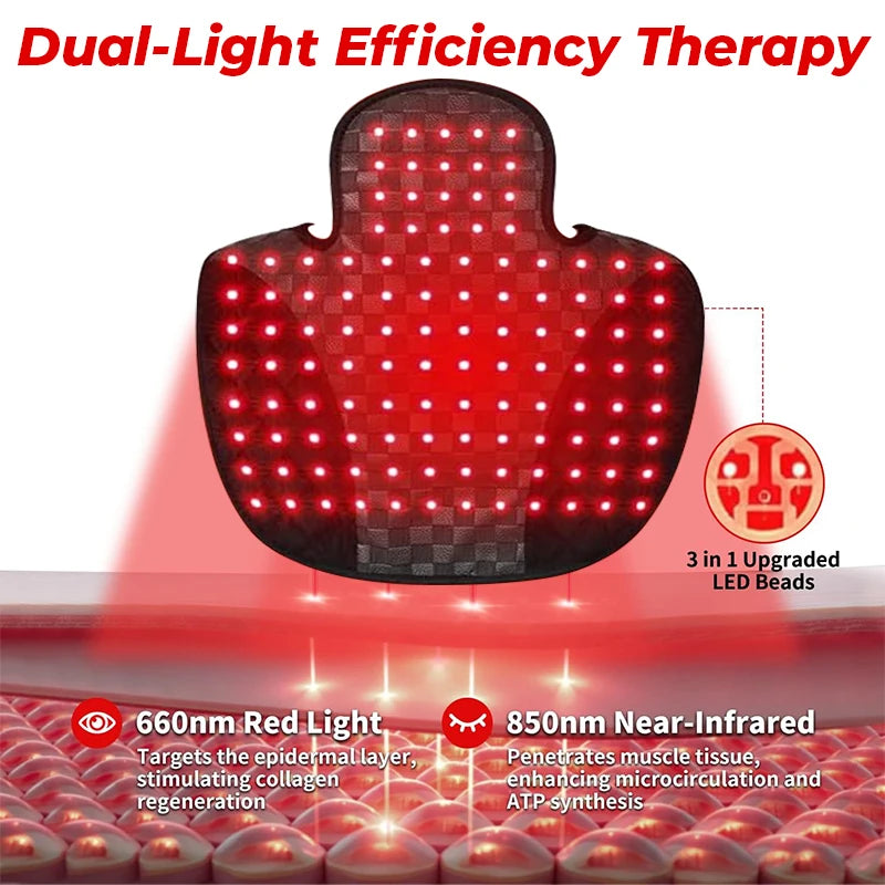 Red Light Therapy Neck & Shoulder Wrap, 660nm 850nm Infrared Shoulder Pad with 5 Heat Levels for Muscle & Joint Pain Relief