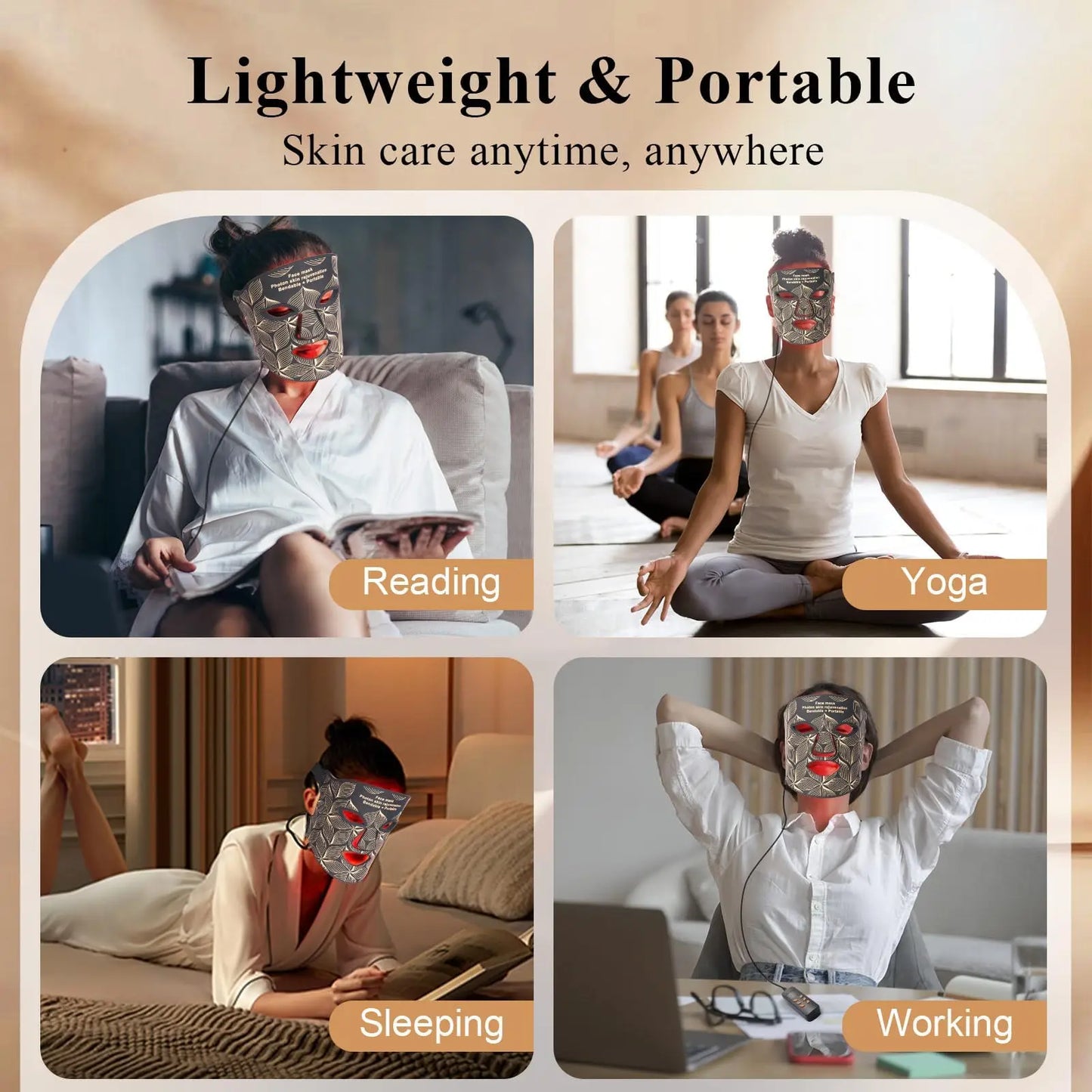8-Color LED Light Therapy Mask for Face & Neck - Red Light Therapy for Anti-Aging & Acne Care