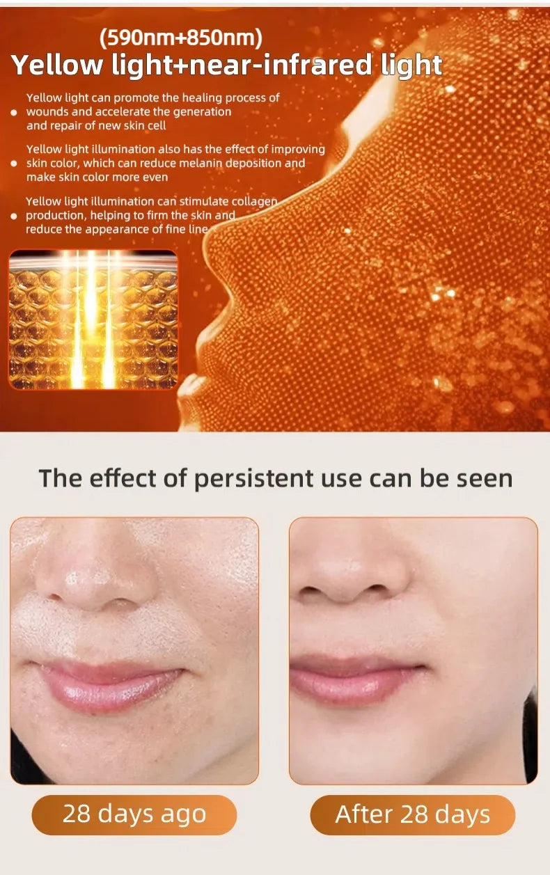 LED Cat-Ear Red Light Therapy Face Mask - Anti-Aging & Acne Treatment - Portable Photon Facial Skin Rejuvenation Tool