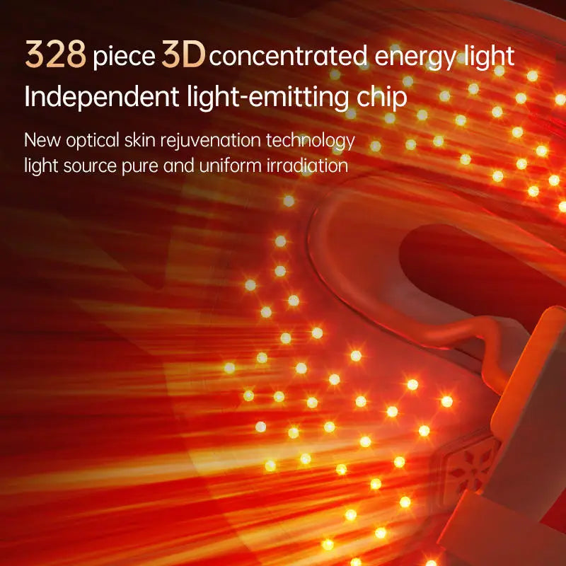 320 LED 4-Color Red Light Therapy Mask - 3D Silicone Face & Neck Skin Rejuvenation Set