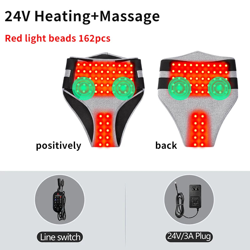 Red Light Therapy Wrap with Vibration Massage, 3-Level Heated Abdominal Pad for Menstrual Cramps, Hip & Waist Pain Relief
