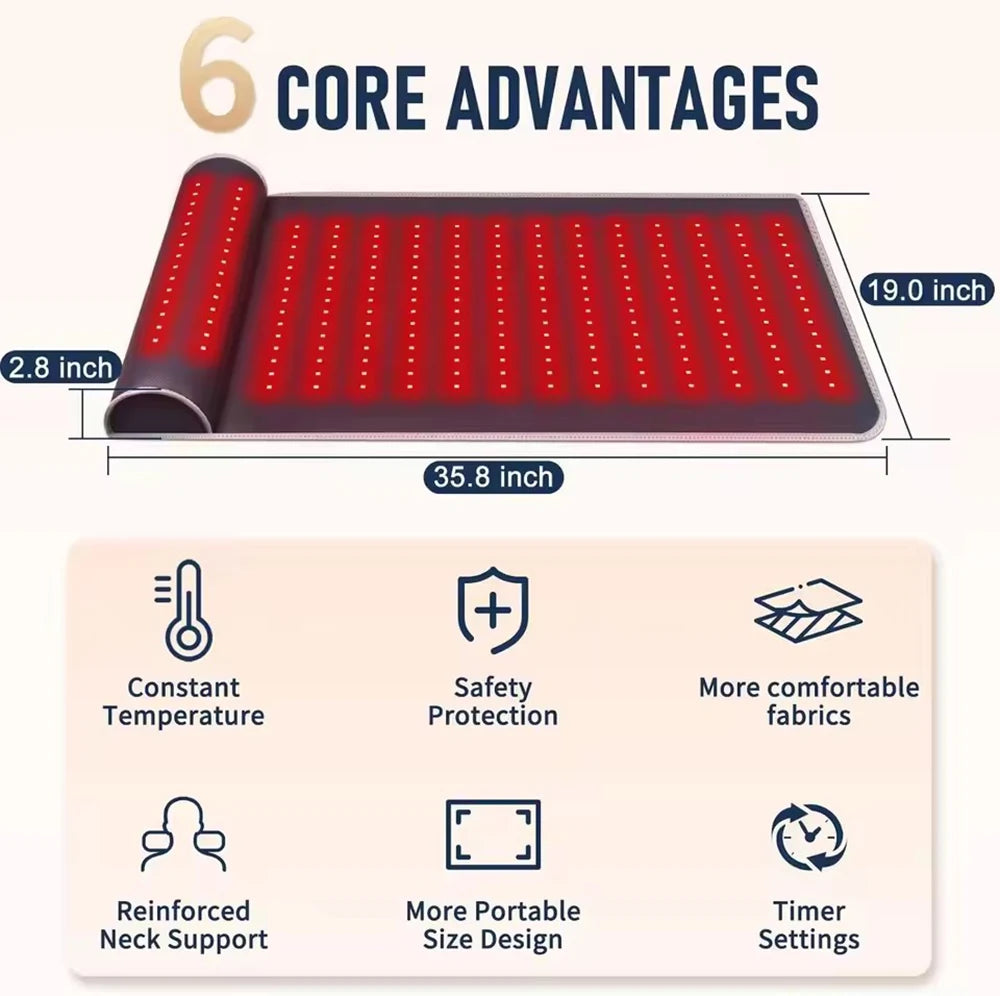 Infrared Light LED Healthcare Belt | 3D Neck Support & Red Light Heating Massage Pad for Full Body Relief