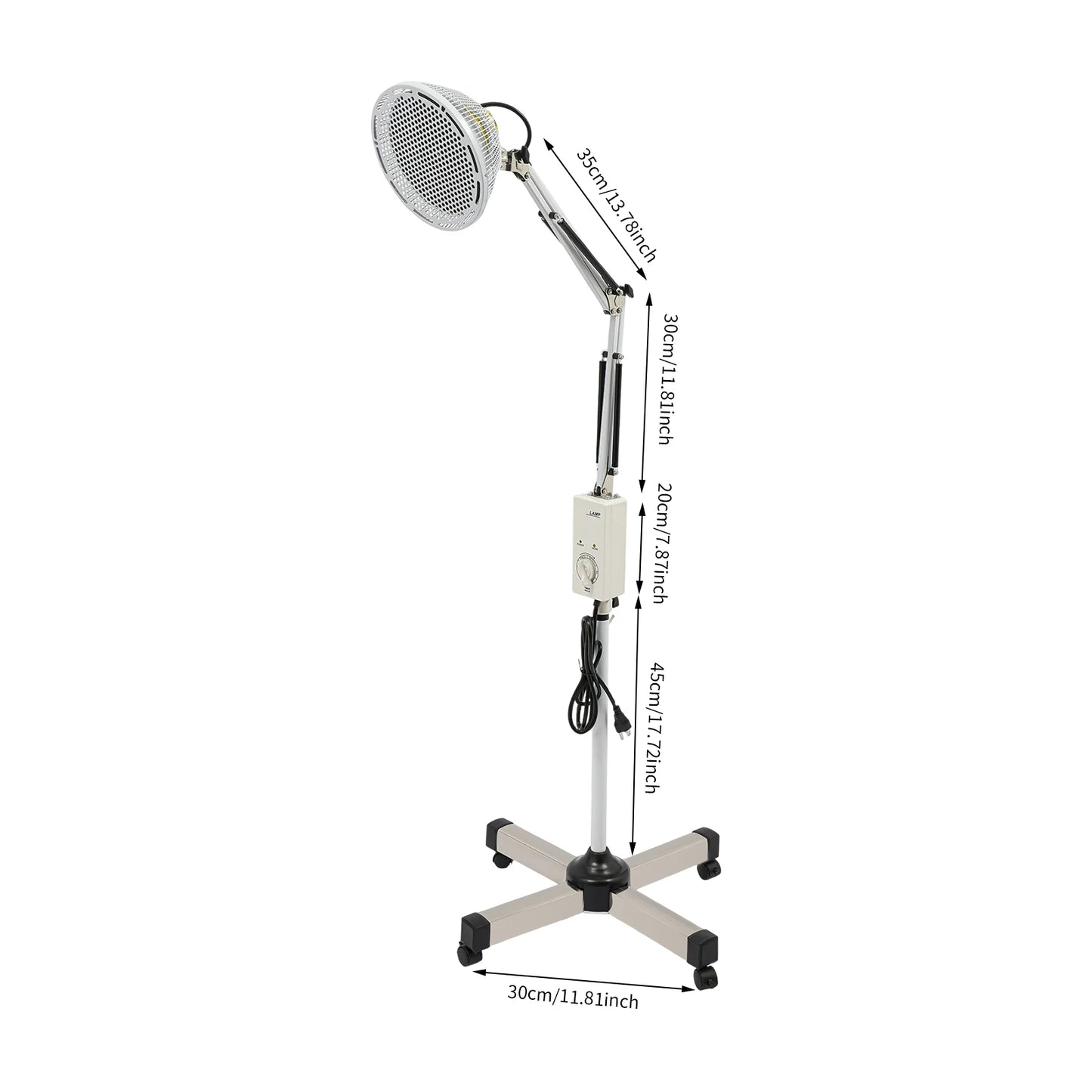 250W TDP Infrared Mineral Heat Lamp, Adjustable Height Acupuncture Therapy Light with 360° Rotating Head & Timer