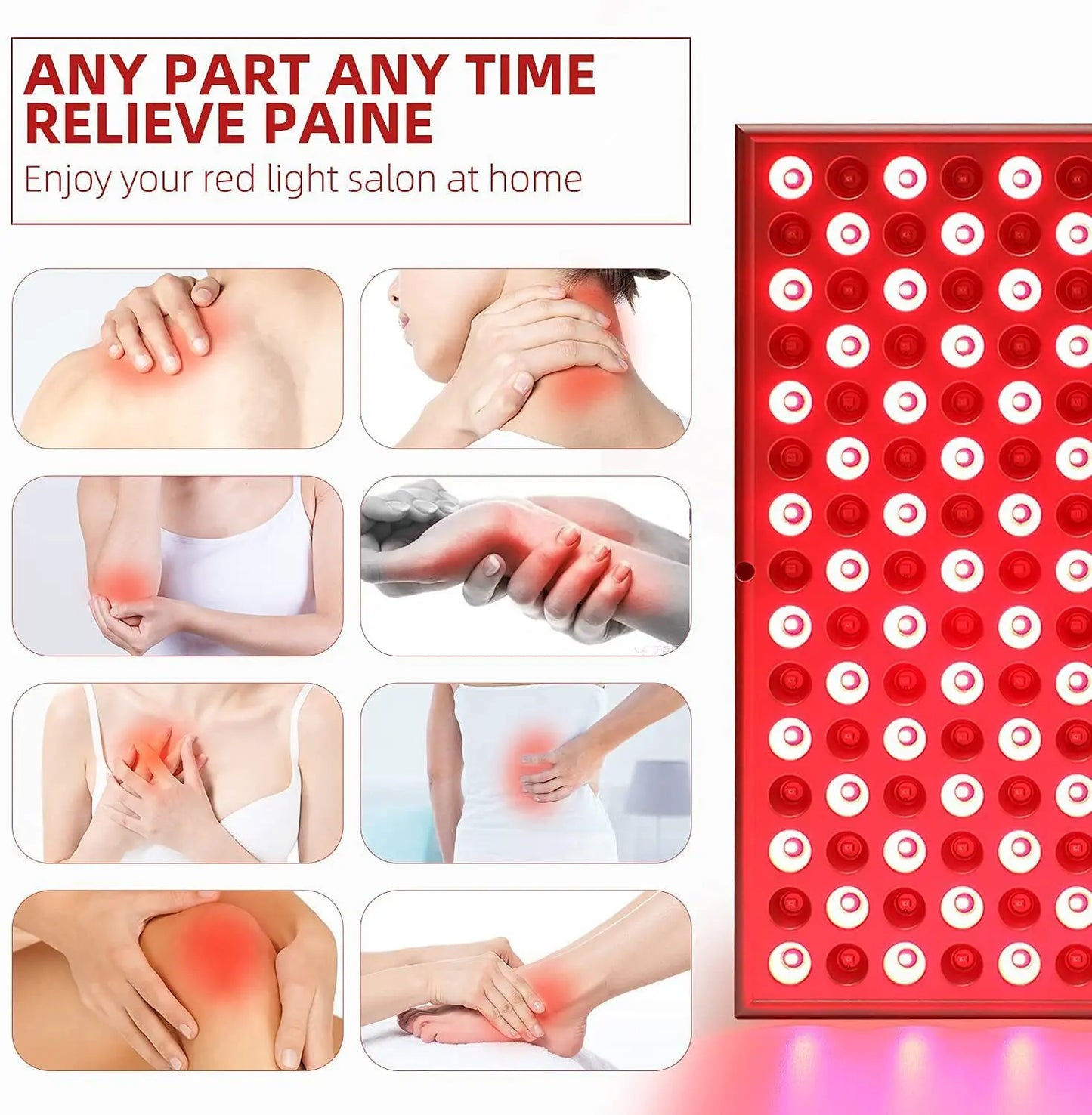 225 LEDs Red Light Therapy Panel, 660nm 850nm Infrared Lamp for Body Pain Relief, Weight Loss & Anti-Aging Skin Care