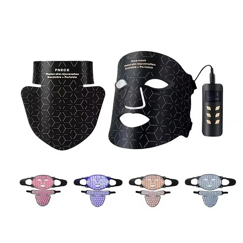 Wireless Red & Near Infrared LED Light Therapy Face Mask - 4-Color, 240 LEDs - Anti-Aging & Acne Treatment for Home Use