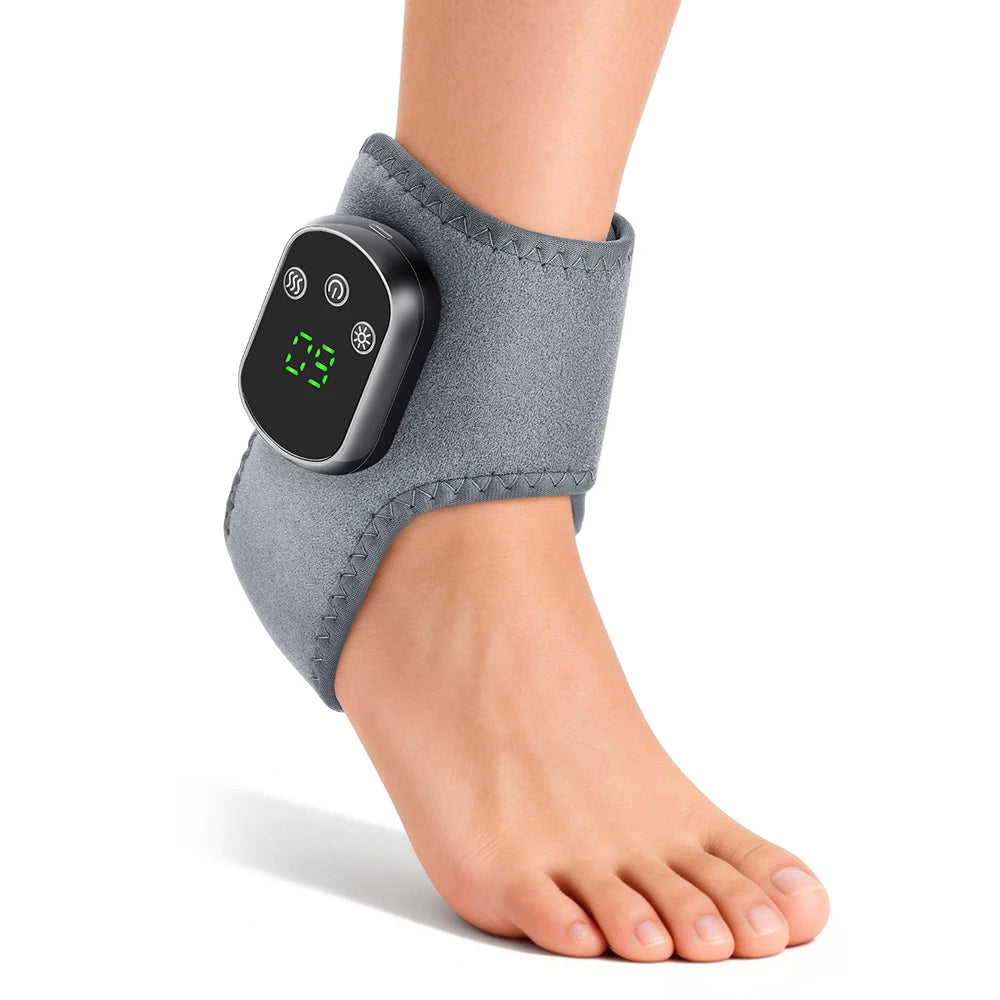 Cordless Red Light Therapy Ankle Massager, 40 Triple-Core 660nm LED Heat Wrap with Vibration for Ankle Pain Relief
