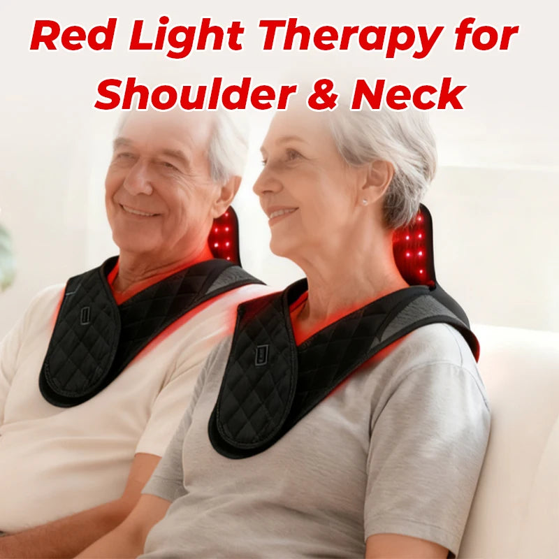 Red Light Therapy Neck & Shoulder Wrap, 660nm 850nm Infrared Shoulder Pad with 5 Heat Levels for Muscle & Joint Pain Relief